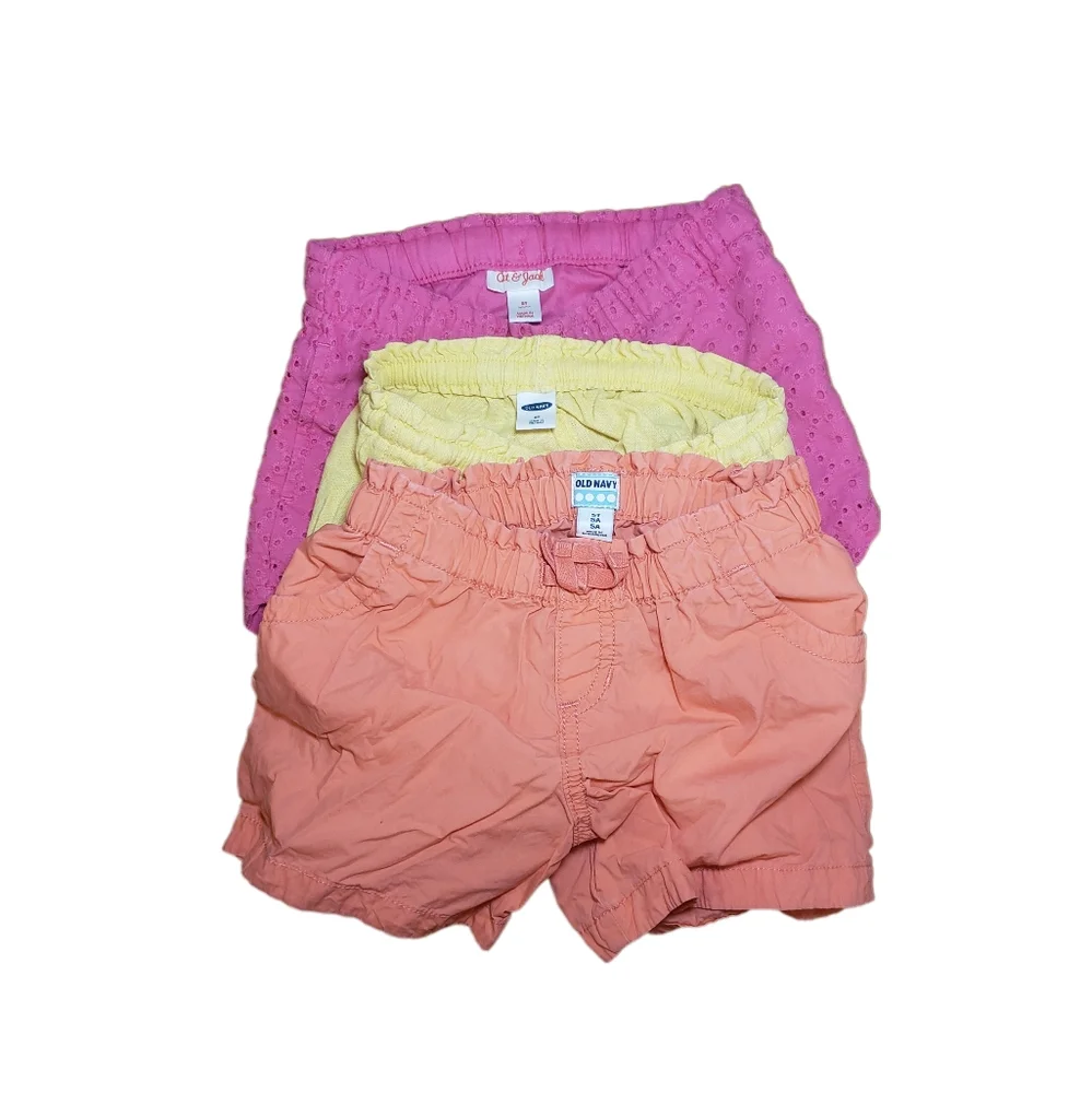 Old Navy and Cat & Jack Girls Size 5 Shorts - Pink, Yellow and Coral